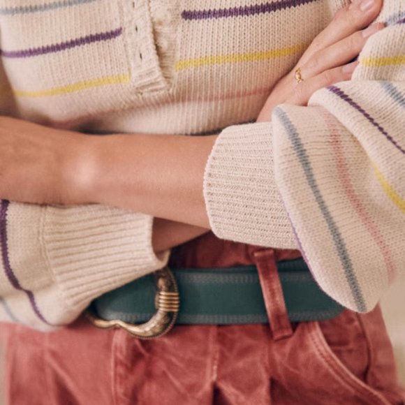 Sezane Leontine Jumper Solidarity Creation Ecru/Multicolored Size Medium - Picture 2 of 9